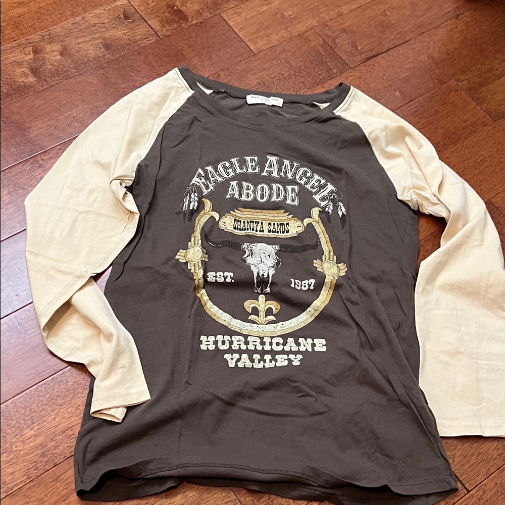 Brown and Cream Graphic Long Sleeve Shirt